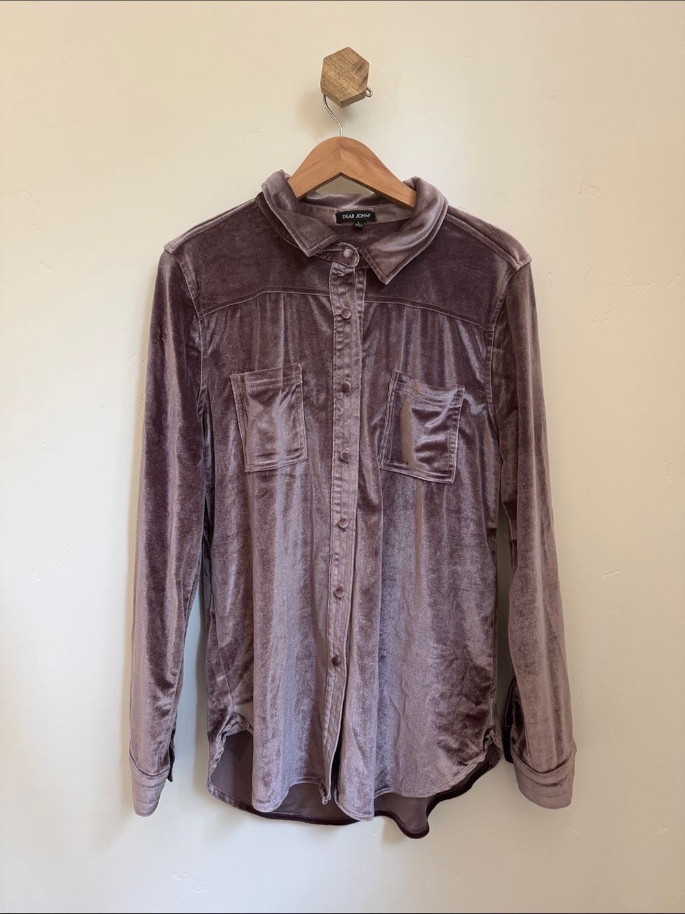 Dear John Dusty Mauve Velvet Button-Down Shirt